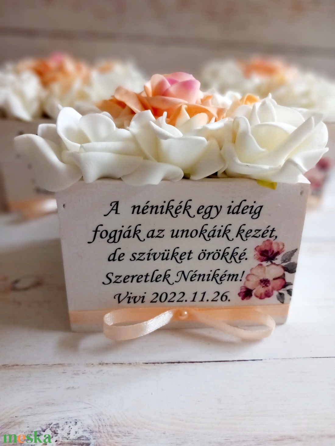 Nagynénis habrózsa virágbox - esküvő - emlék & ajándék - szülőköszöntő ajándék - Meska.hu Nagynénis habrózsa virágbox - esküvő - emlék & ajándék - szülőköszöntő ajándék - Meska.hu