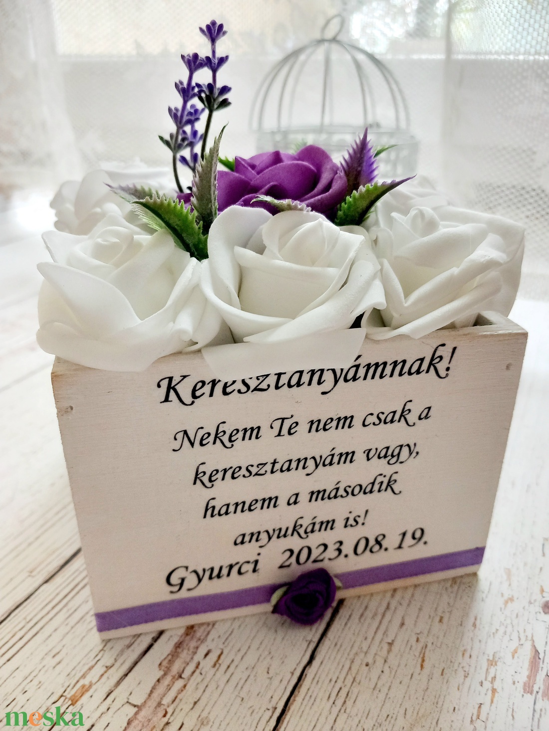 Keresztanya vintage levendulás köszönetajándék virágos ládika - esküvő - emlék & ajándék - köszönőajándék - Meska.hu Keresztanya vintage levendulás köszönetajándék virágos ládika - esküvő - emlék & ajándék - köszönőajándék - Meska.hu