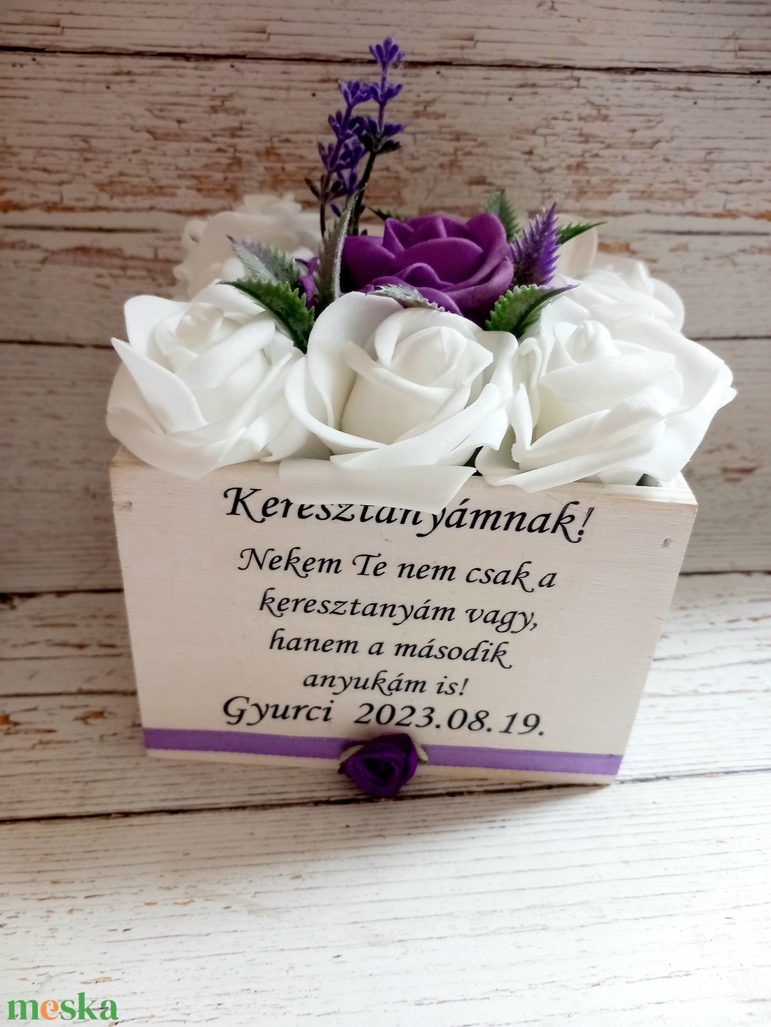 Keresztanya vintage levendulás köszönetajándék virágos ládika - esküvő - emlék & ajándék - köszönőajándék - Meska.hu Keresztanya vintage levendulás köszönetajándék virágos ládika - esküvő - emlék & ajándék - köszönőajándék - Meska.hu