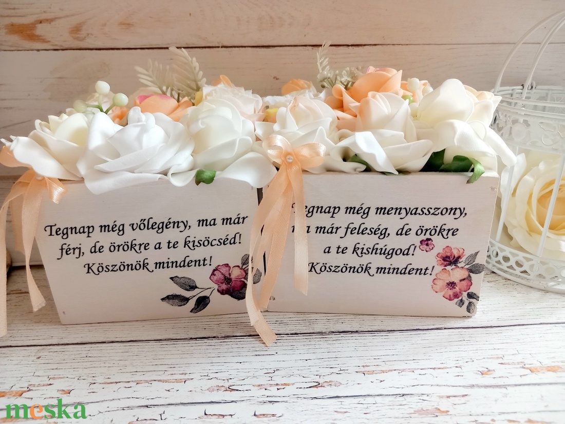 Kereszranyuka habrózsa virágbox - esküvő - emlék & ajándék - szülőköszöntő ajándék - Meska.hu