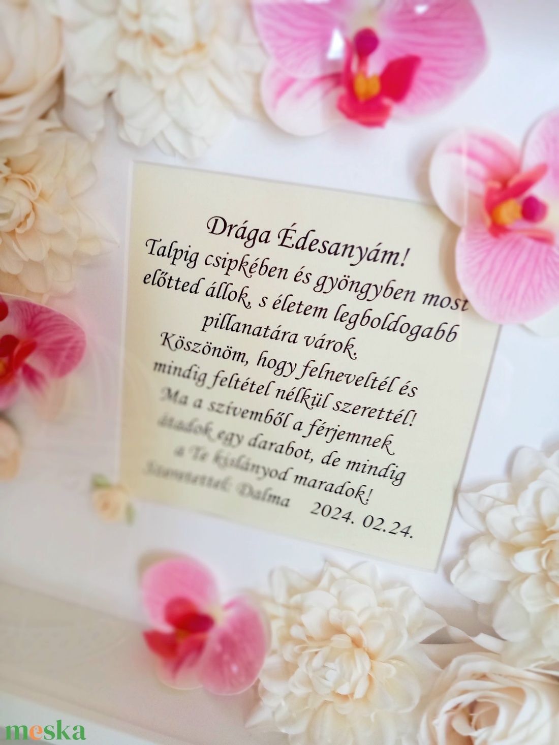Orchideás Virágos képkeret idézettel 1db - esküvő - emlék & ajándék - szülőköszöntő ajándék - Meska.hu