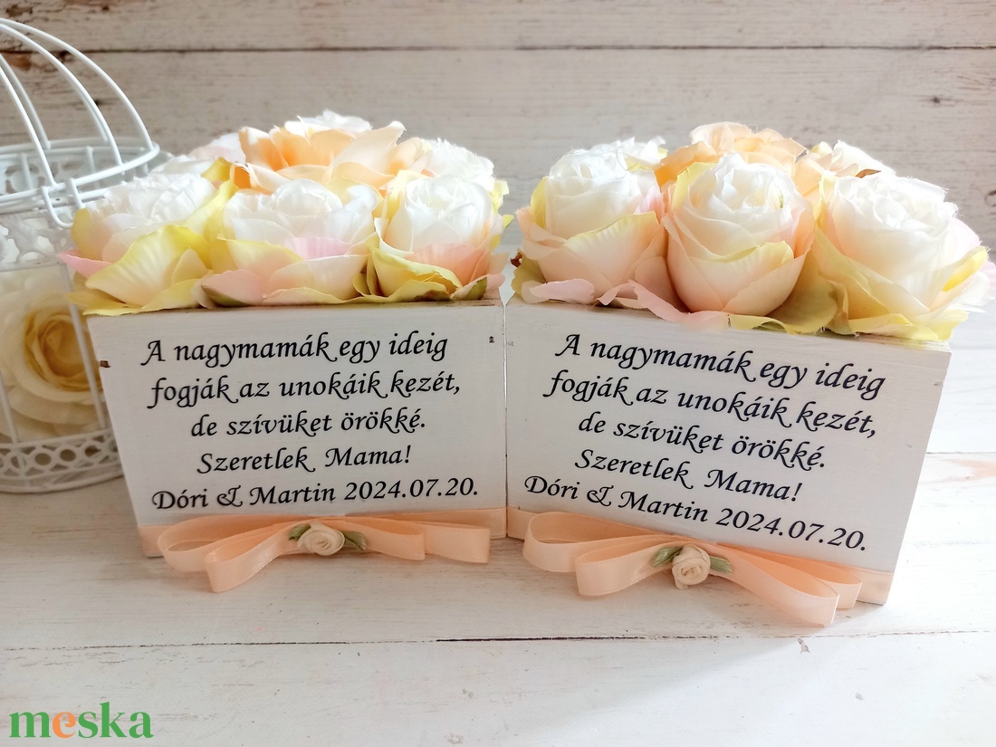 Nagymama selyemvirág virágbox - esküvő - emlék & ajándék - szülőköszöntő ajándék - Meska.hu Nagymama selyemvirág virágbox - esküvő - emlék & ajándék - szülőköszöntő ajándék - Meska.hu
