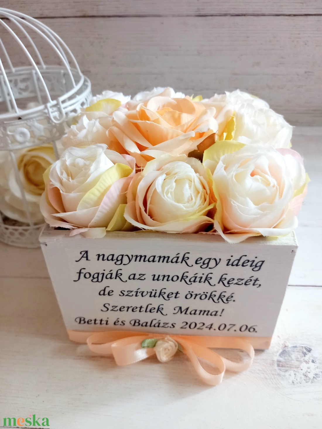 Nagymama selyemvirág virágbox - esküvő - emlék & ajándék - szülőköszöntő ajándék - Meska.hu Nagymama selyemvirág virágbox - esküvő - emlék & ajándék - szülőköszöntő ajándék - Meska.hu