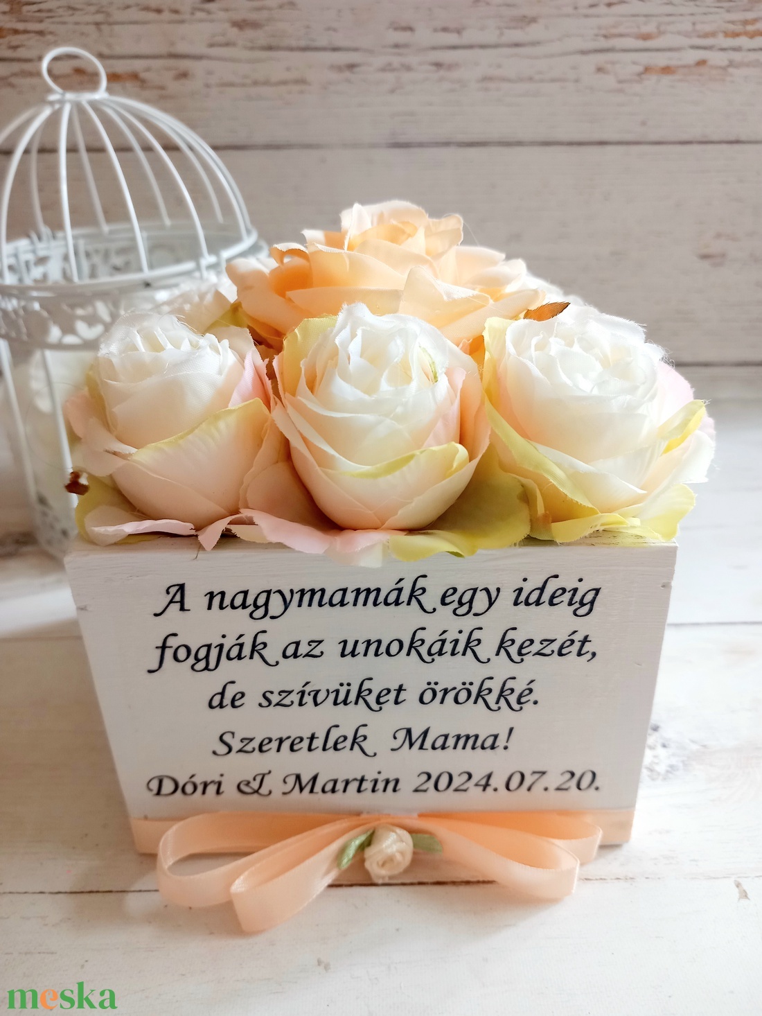 Nagymama selyemvirág virágbox - esküvő - emlék & ajándék - szülőköszöntő ajándék - Meska.hu Nagymama selyemvirág virágbox - esküvő - emlék & ajándék - szülőköszöntő ajándék - Meska.hu