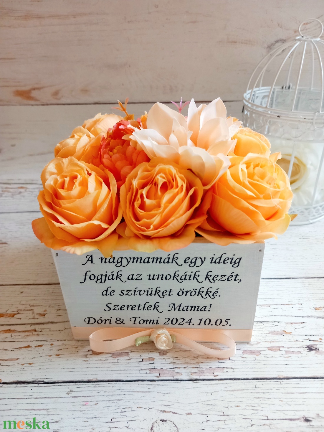Nagymama selyemvirág virágbox - esküvő - emlék & ajándék - szülőköszöntő ajándék - Meska.hu Nagymama selyemvirág virágbox - esküvő - emlék & ajándék - szülőköszöntő ajándék - Meska.hu