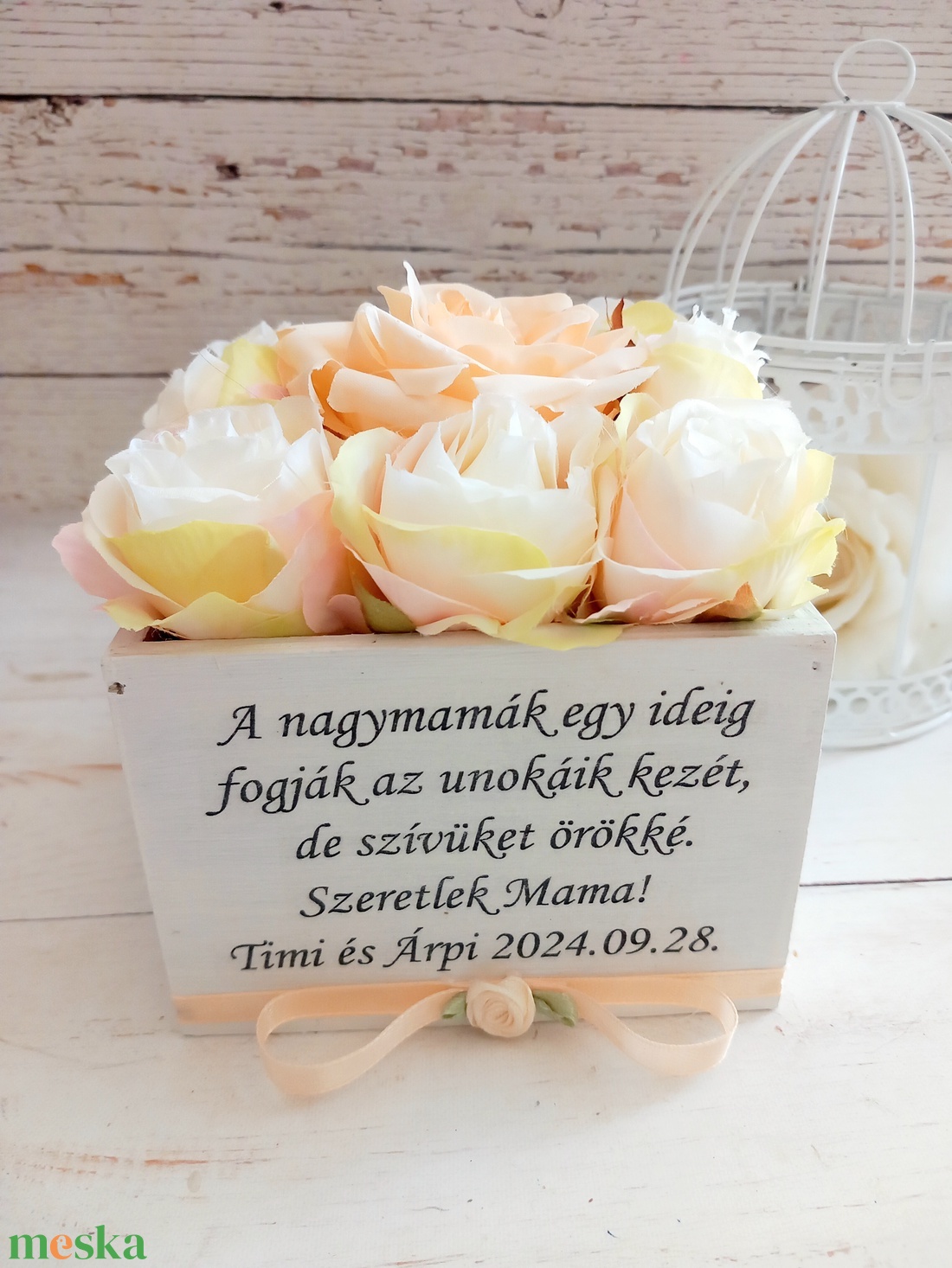 Nagymama selyemvirág virágbox - esküvő - emlék & ajándék - szülőköszöntő ajándék - Meska.hu Nagymama selyemvirág virágbox - esküvő - emlék & ajándék - szülőköszöntő ajándék - Meska.hu
