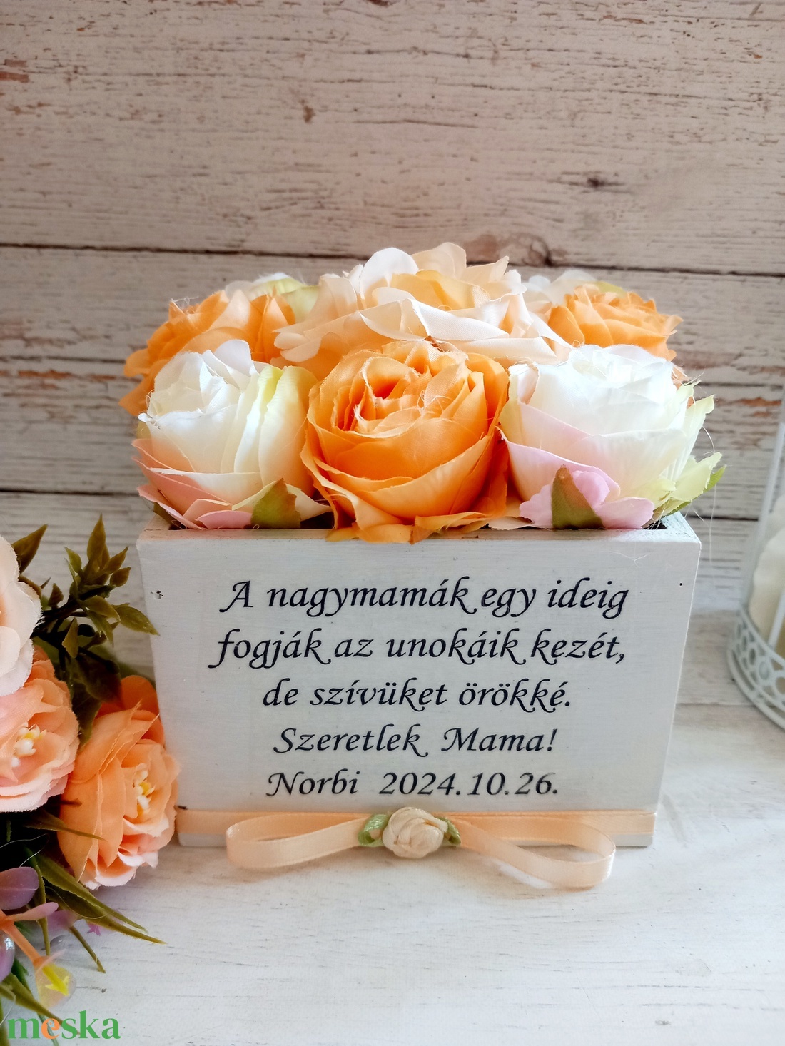 Nagymama selyemvirág virágbox - esküvő - emlék & ajándék - szülőköszöntő ajándék - Meska.hu Nagymama selyemvirág virágbox - esküvő - emlék & ajándék - szülőköszöntő ajándék - Meska.hu