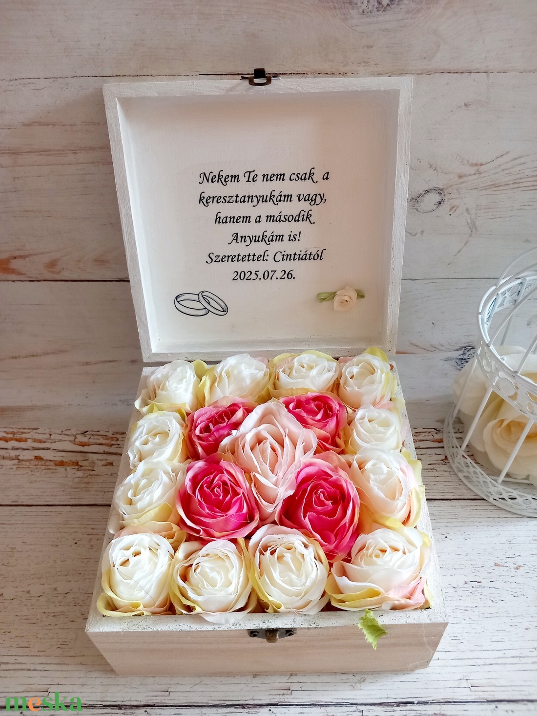 Csodás Keresztanyukás virágbox - esküvő - emlék & ajándék - szülőköszöntő ajándék - Meska.hu