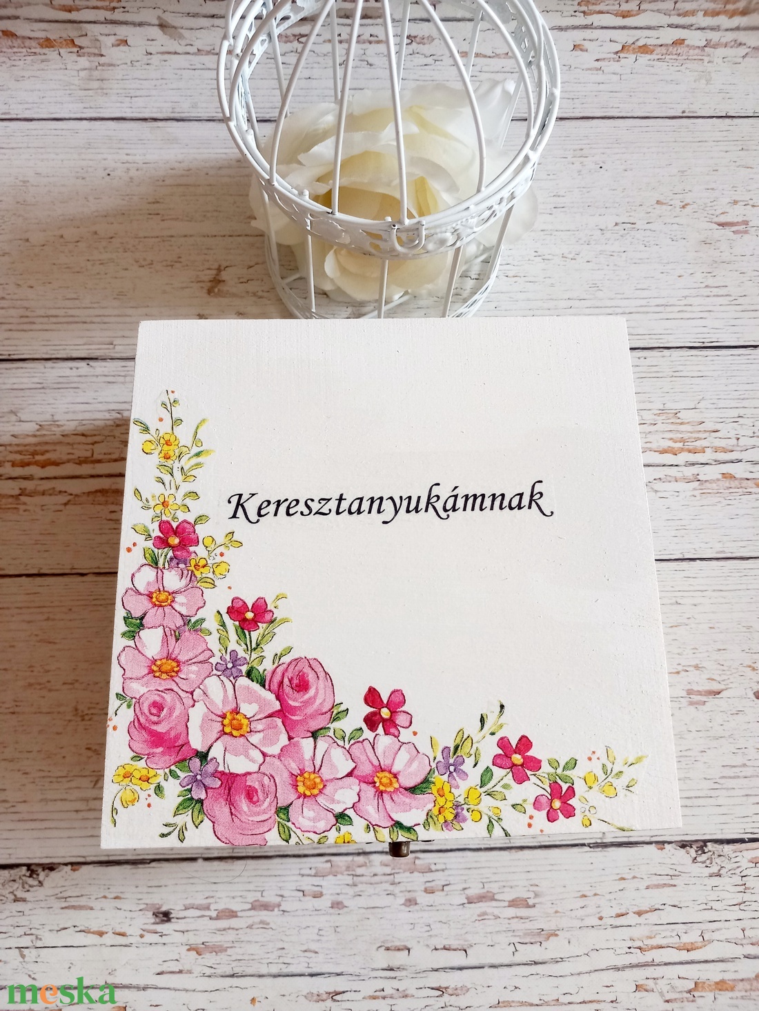 Csodás Keresztanyukás virágbox - esküvő - emlék & ajándék - szülőköszöntő ajándék - Meska.hu