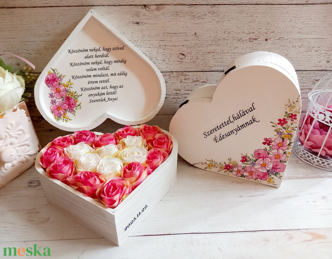 Exkluzív Szív szülőköszöntő virágbox - esküvő - emlék & ajándék - szülőköszöntő ajándék - Meska.hu Exkluzív Szív szülőköszöntő virágbox - esküvő - emlék & ajándék - szülőköszöntő ajándék - Meska.hu