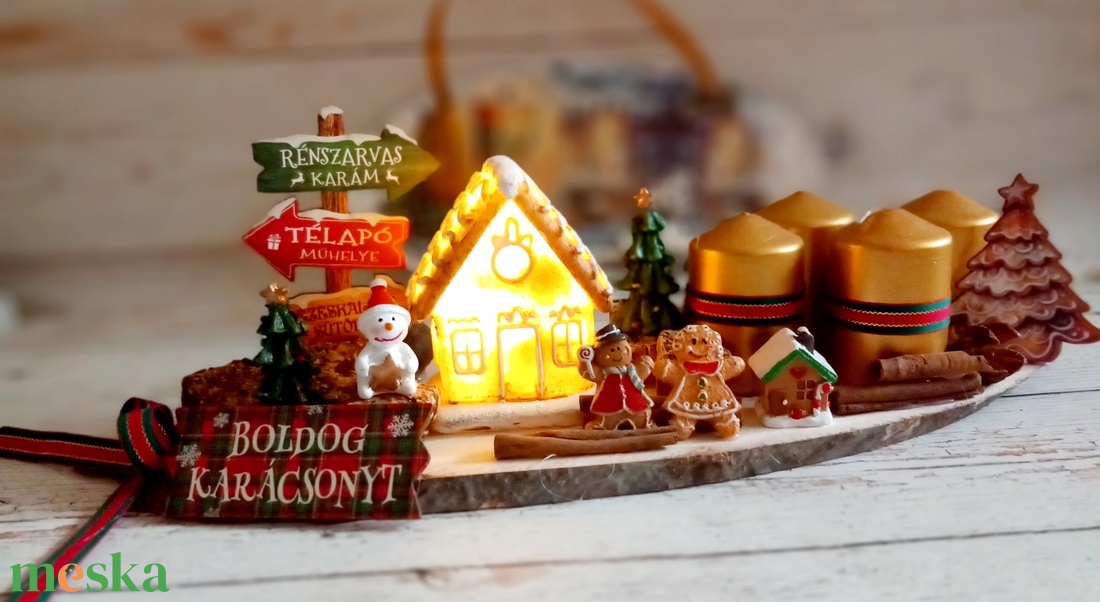 Világítós mézeskalács házikós mézis adventi - karácsony - adventi díszek - adventi koszorú - Meska.hu