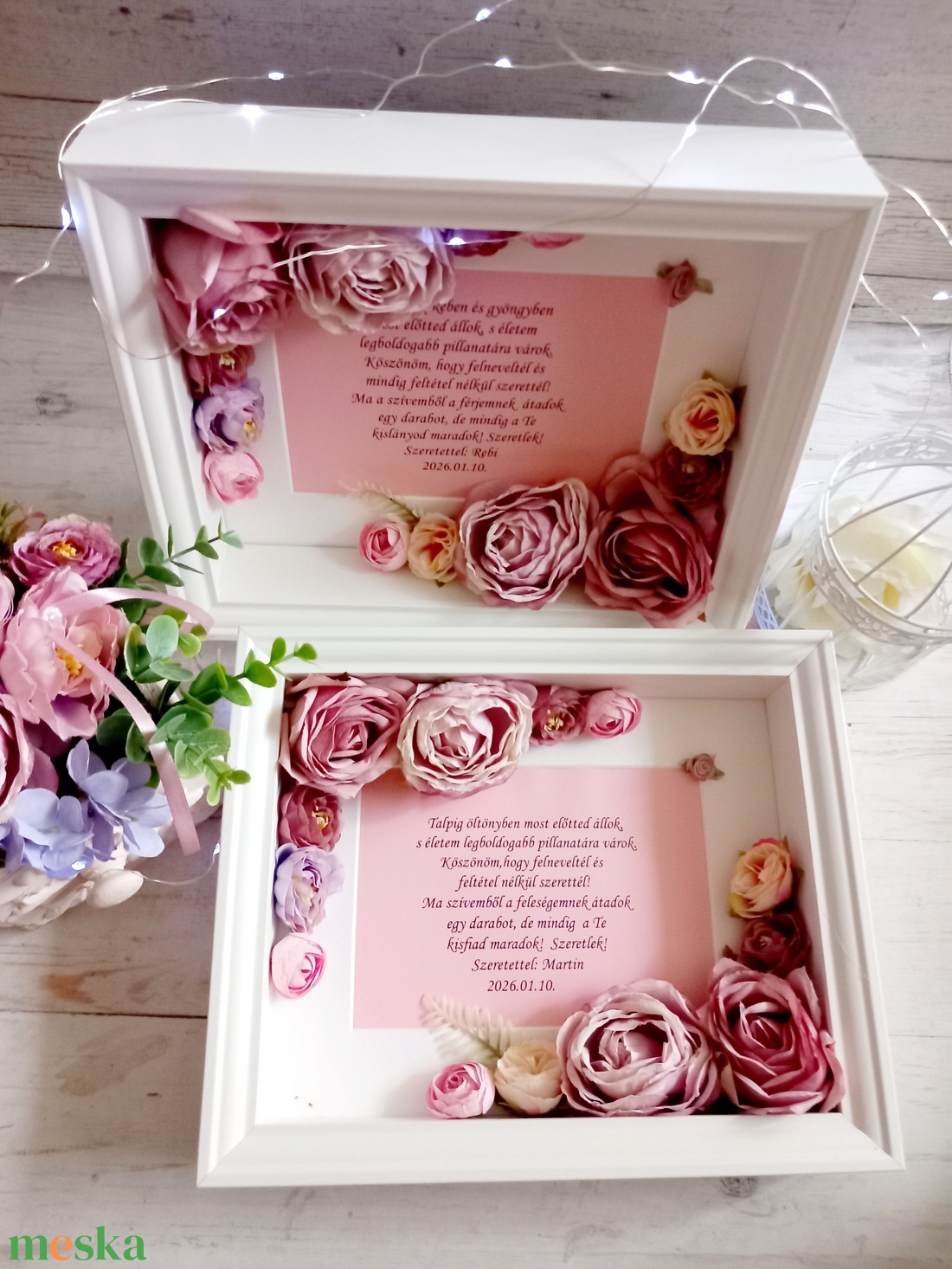 2 db Mályva álom képkeret idézettel - esküvő - emlék & ajándék - szülőköszöntő ajándék - Meska.hu