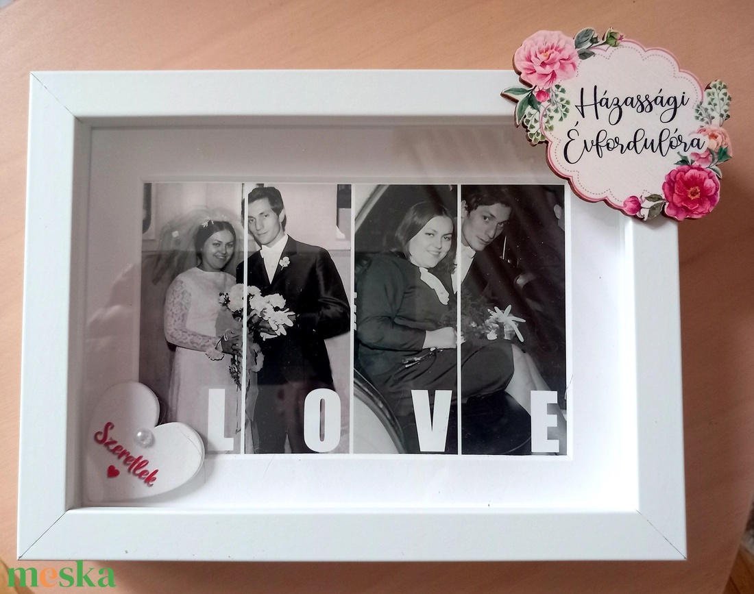 Love képkeret fotóval - esküvő - emlék & ajándék - album & fotóalbum - Meska.hu