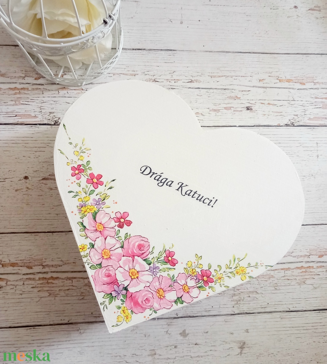 Szív szülőköszöntő virágbox - esküvő - emlék & ajándék - szülőköszöntő ajándék - Meska.hu