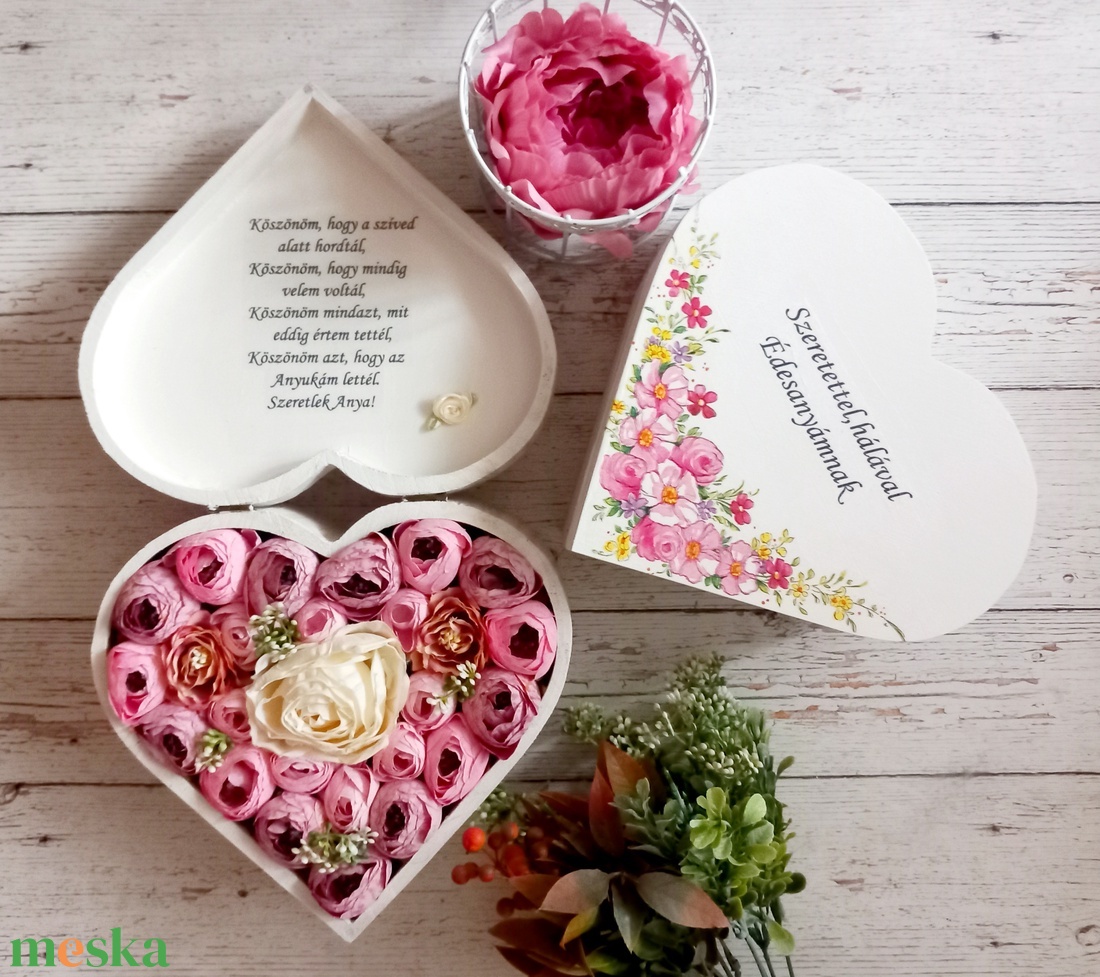 Begóniás sziv szeretet köszönőajándék párban - esküvő - emlék & ajándék - szülőköszöntő ajándék - Meska.hu