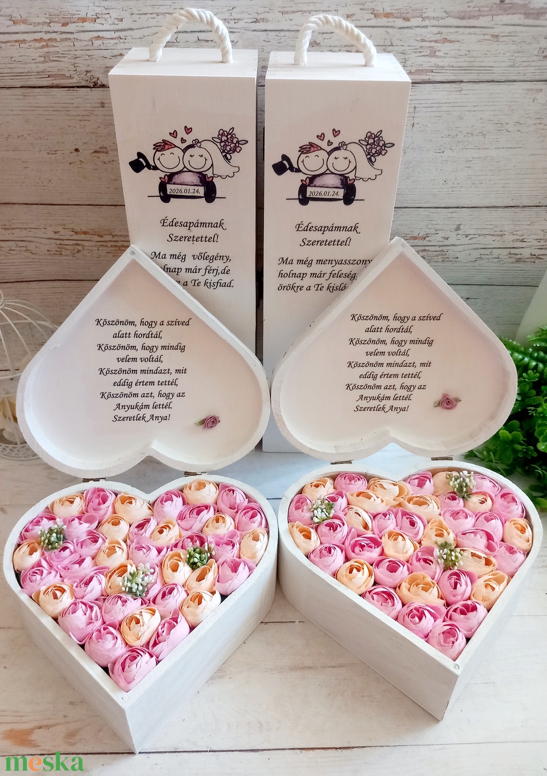 Luxus Szülőköszöntő garnitúra pink - esküvő - emlék & ajándék - szülőköszöntő ajándék - Meska.hu