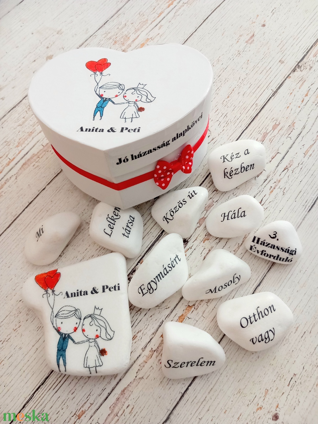 Valentin motivációs kő garnitúra - otthon & életmód - dekoráció - asztal és polc dekoráció - kavics & kő - Meska.hu