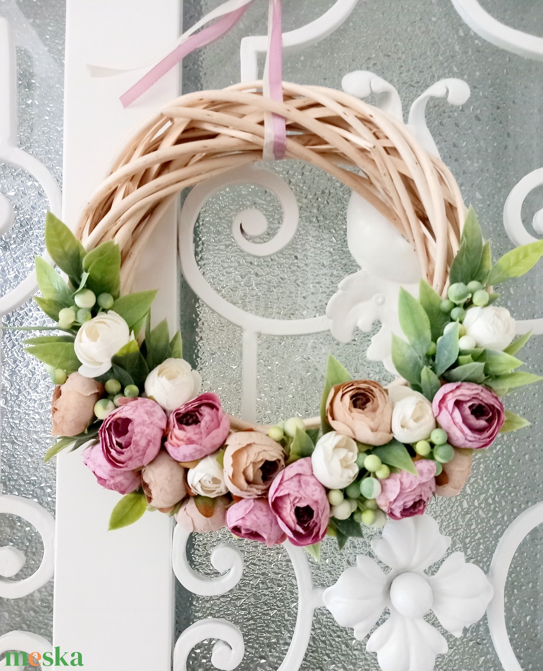 Begónia üde koszorú - otthon & életmód - dekoráció - ajtó- és ablak dekoráció - ajtódísz & kopogtató - Meska.hu