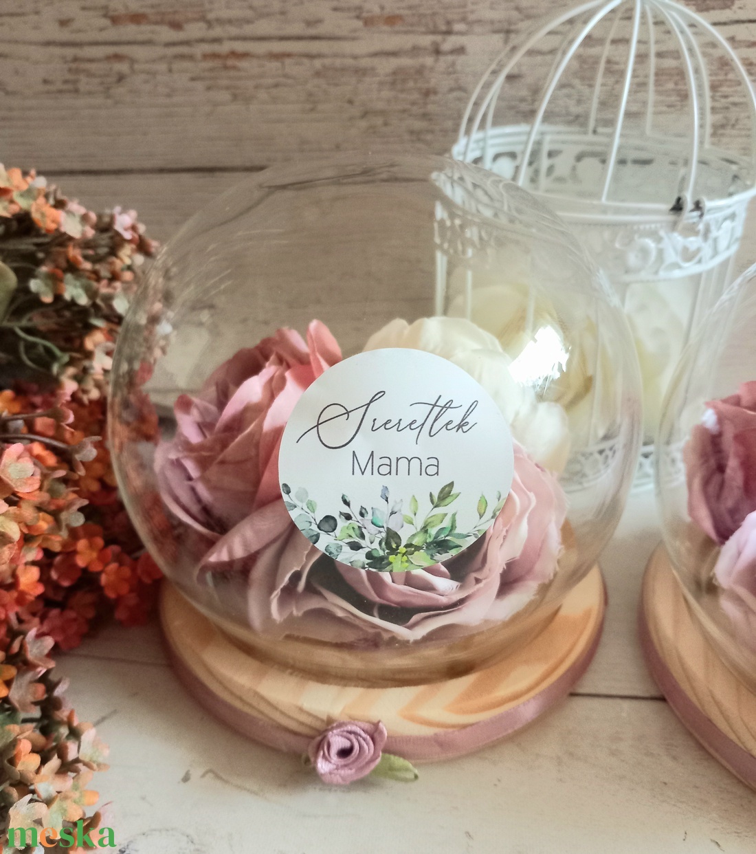 Szeretlek Mama mályva üveggömb - esküvő - emlék & ajándék - szülőköszöntő ajándék - Meska.hu