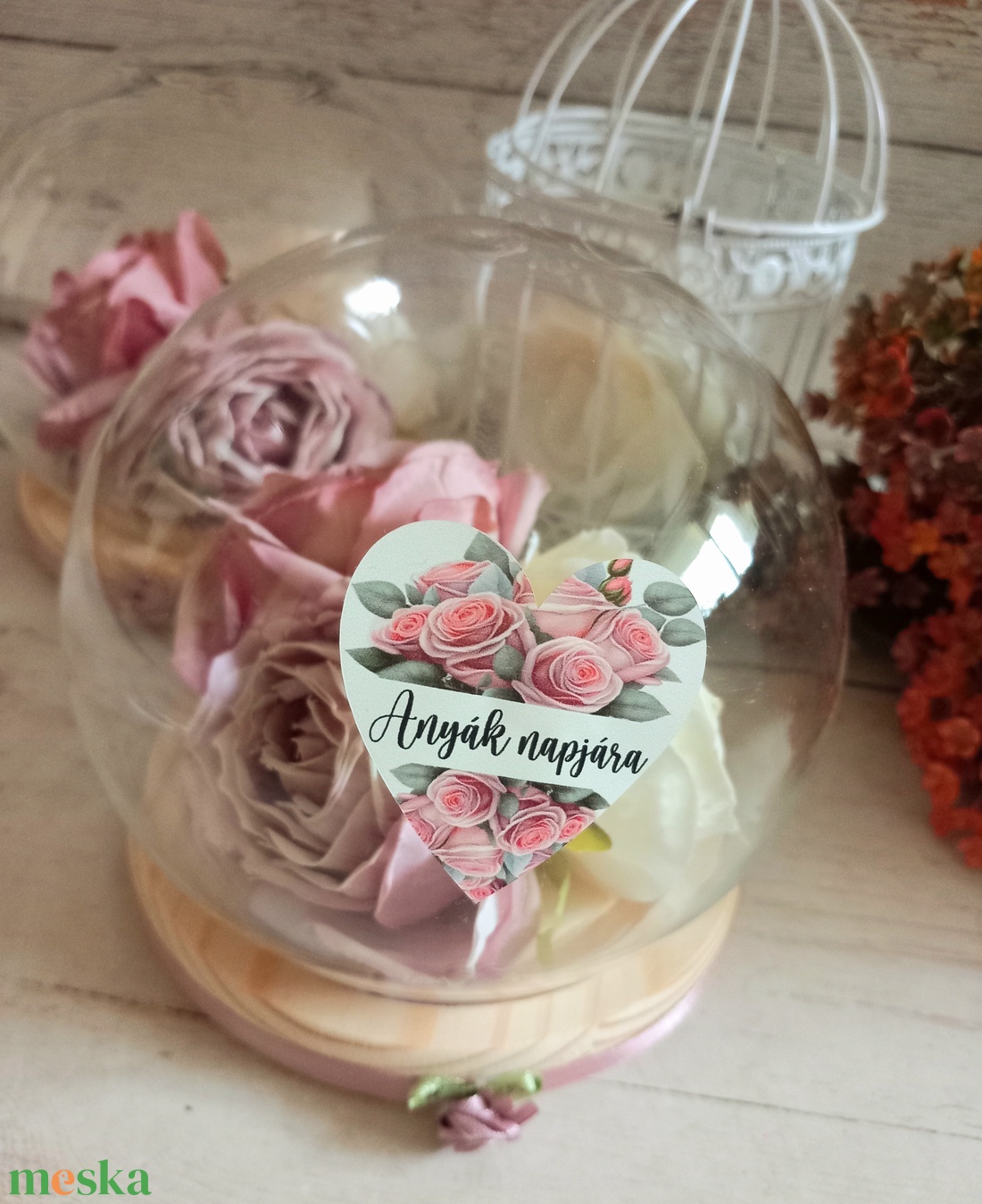 Anya mályva üveggömb - otthon & életmód - dekoráció - asztal és polc dekoráció - asztaldísz - Meska.hu