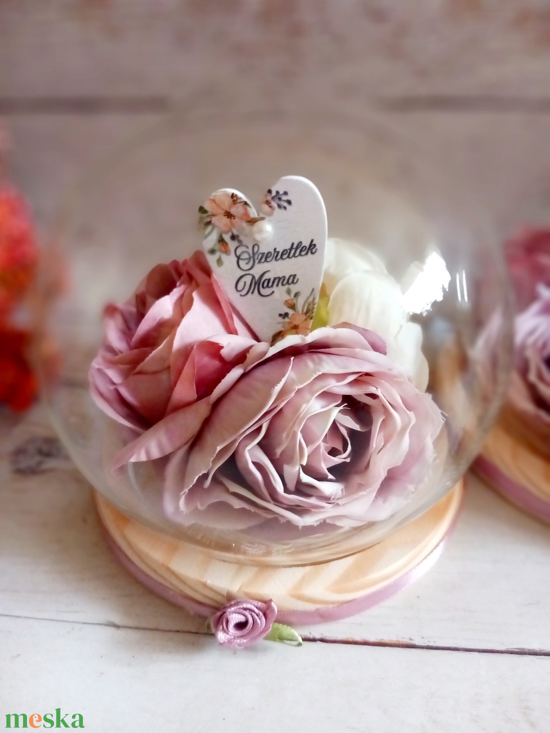 Szeretlek Mama mályva üveggömb - esküvő - emlék & ajándék - szülőköszöntő ajándék - Meska.hu