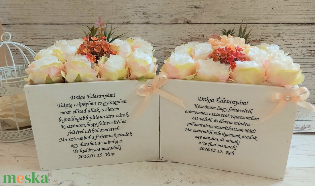 Szülőköszöntők párban ládika - esküvő - emlék & ajándék - szülőköszöntő ajándék - Meska.hu