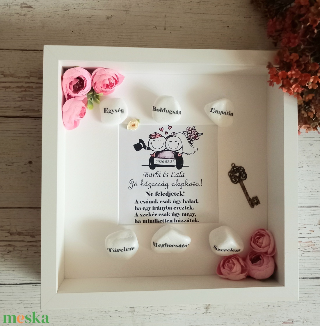 A jó házasság alapkövei nászajándék  - esküvő - emlék & ajándék - nászajándék - esküvői pénzátadó képkeret - Meska.hu