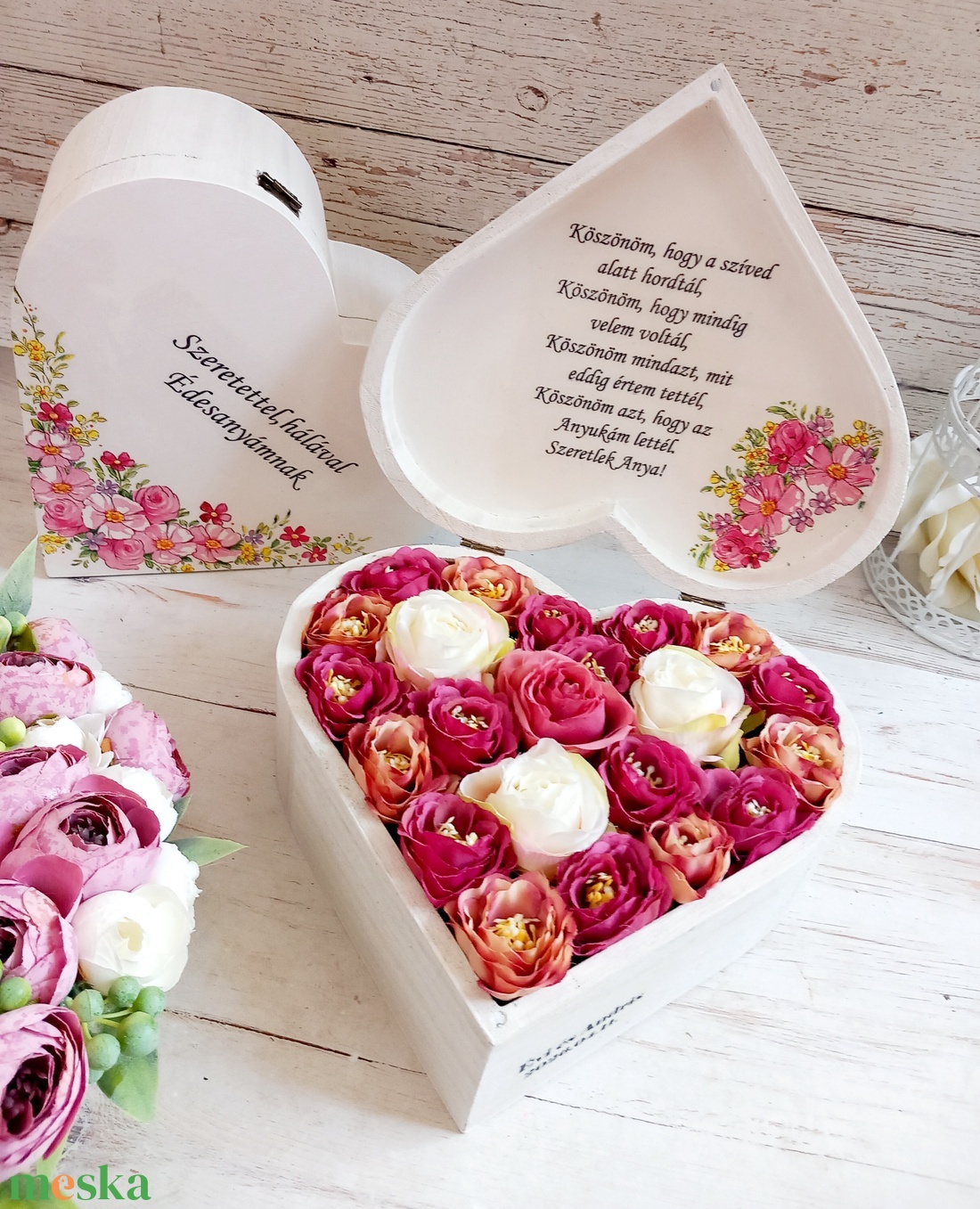 Sziv szeretet köszönőajándék párban - esküvő - emlék & ajándék - szülőköszöntő ajándék - Meska.hu