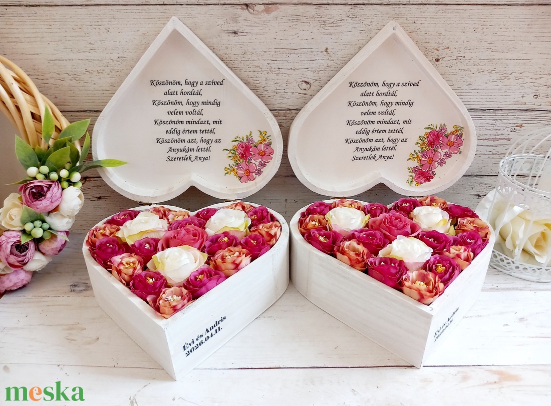 Sziv szeretet köszönőajándék párban - esküvő - emlék & ajándék - szülőköszöntő ajándék - Meska.hu