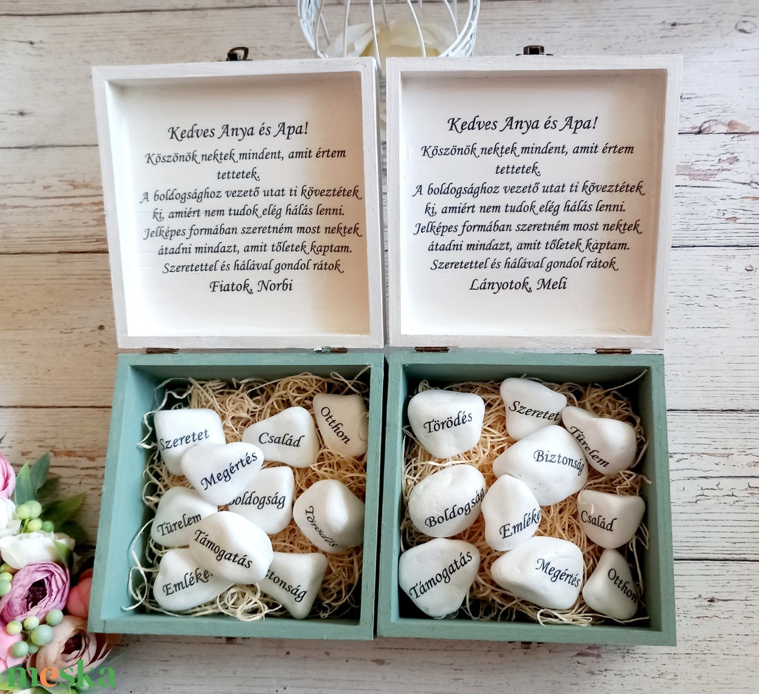 Egyedi kövecskés szülököszöntő - esküvő - emlék & ajándék - szülőköszöntő ajándék - Meska.hu