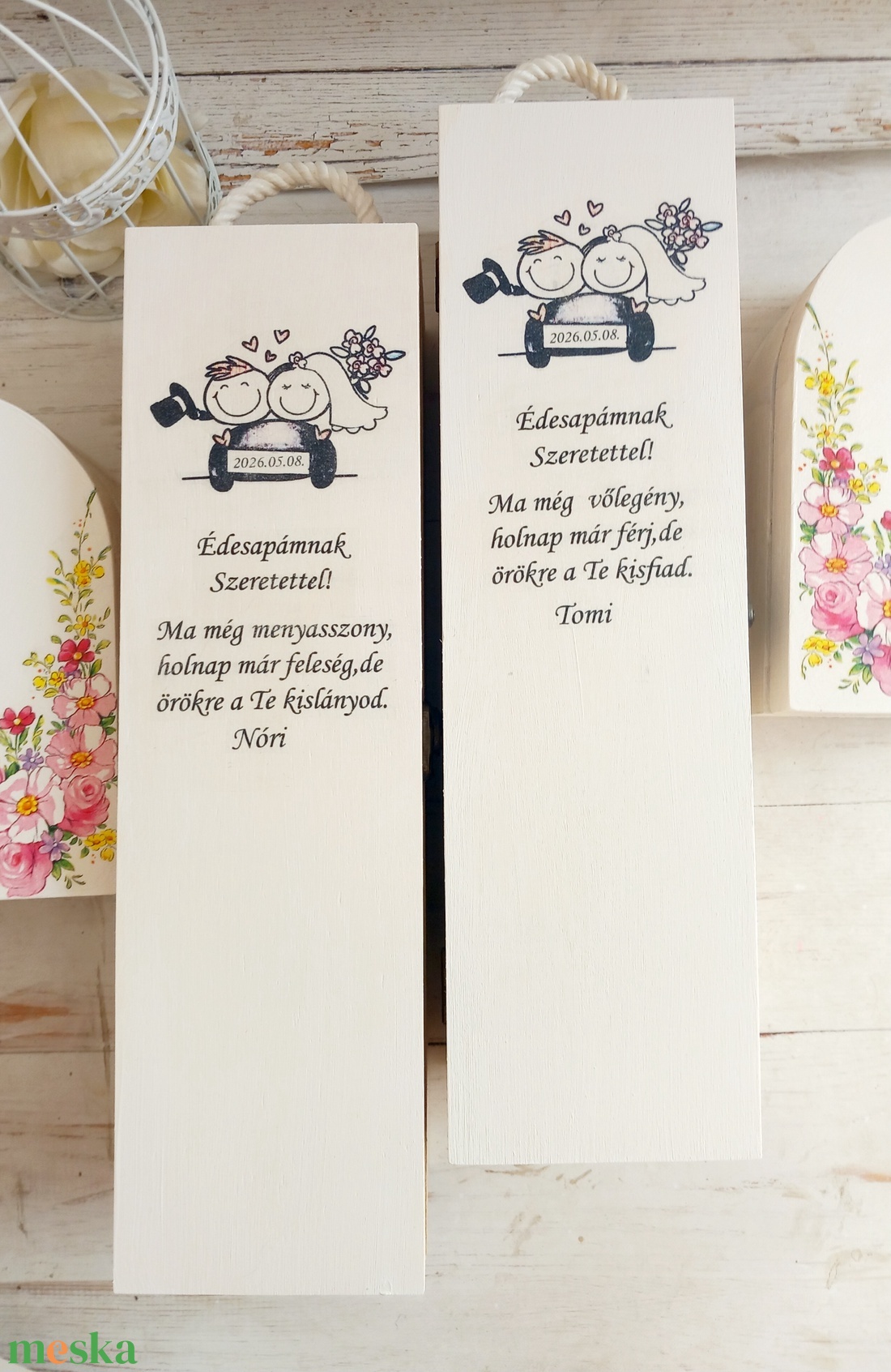 Mályva Szülőköszöntő garnitúra pink - esküvő - emlék & ajándék - szülőköszöntő ajándék - Meska.hu