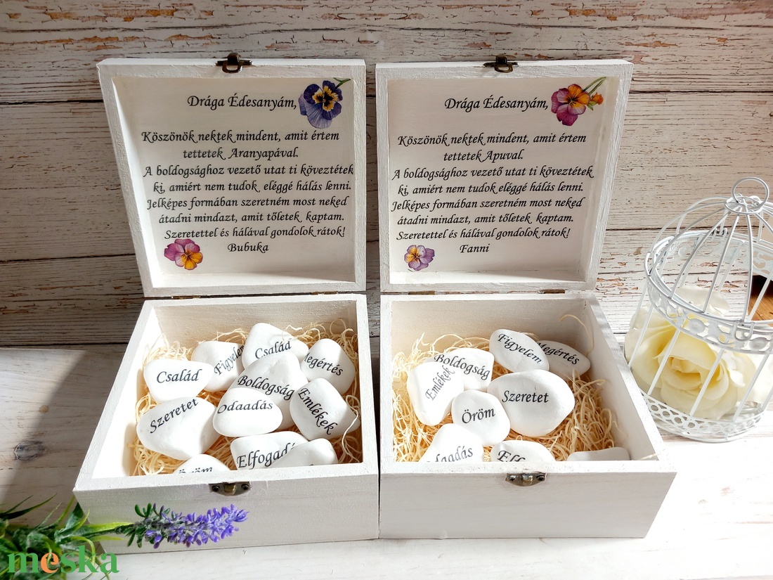 Virágos Szülököszöntő alapkövei garnitúra - esküvő - emlék & ajándék - szülőköszöntő ajándék - Meska.hu