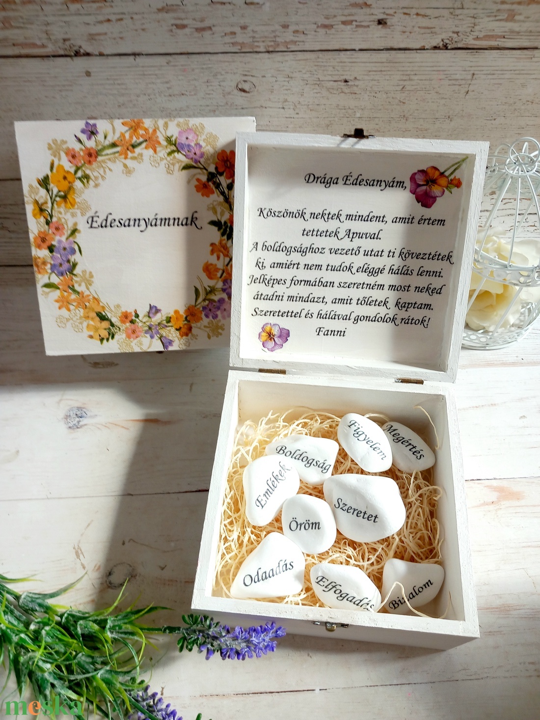 Virágos Szülököszöntő alapkövei garnitúra - esküvő - emlék & ajándék - szülőköszöntő ajándék - Meska.hu