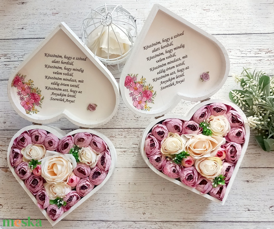 Luxus mályva-ekrü szives szúlököszöntők - esküvő - emlék & ajándék - szülőköszöntő ajándék - Meska.hu
