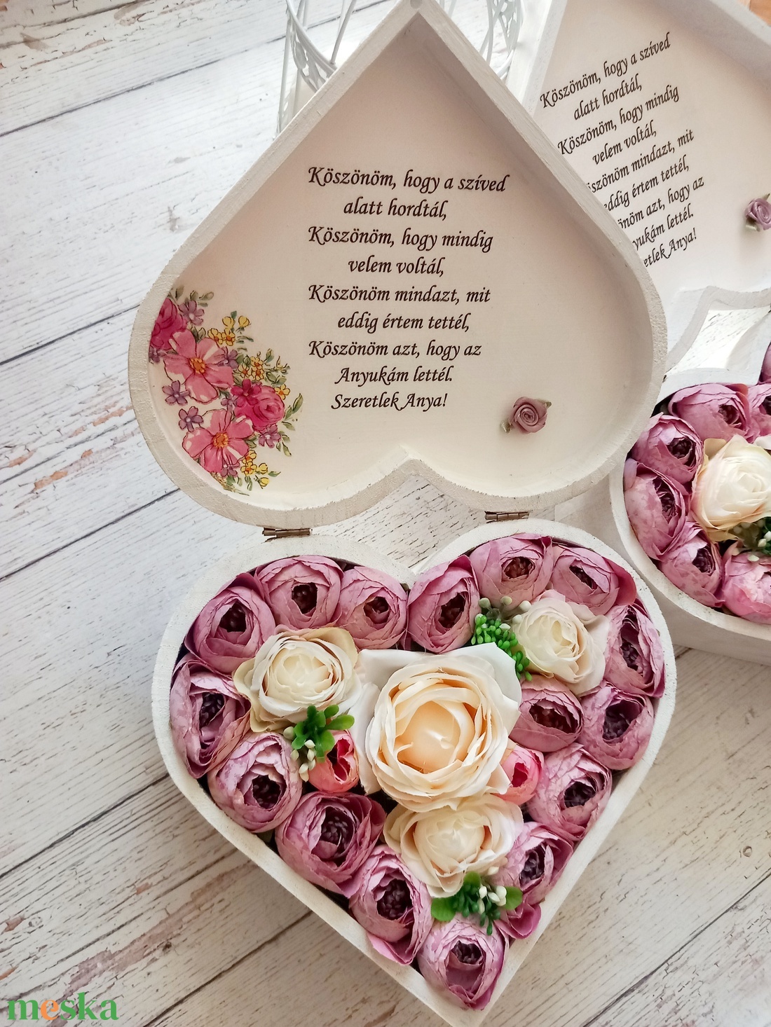 Luxus mályva-ekrü szives szúlököszöntők - esküvő - emlék & ajándék - szülőköszöntő ajándék - Meska.hu