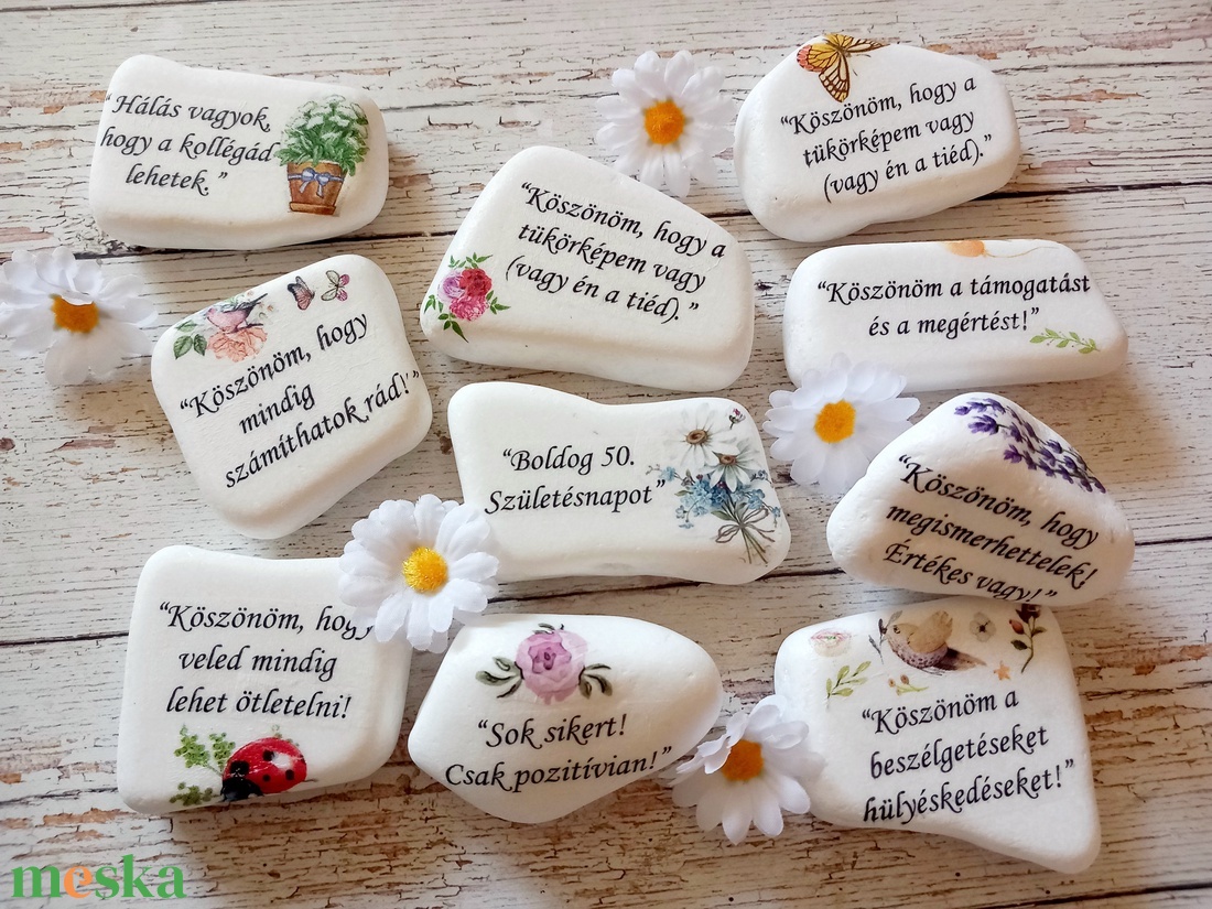 10 db Motivációs hálakő garnitúra - otthon & életmód - dekoráció - asztal és polc dekoráció - kavics & kő - Meska.hu