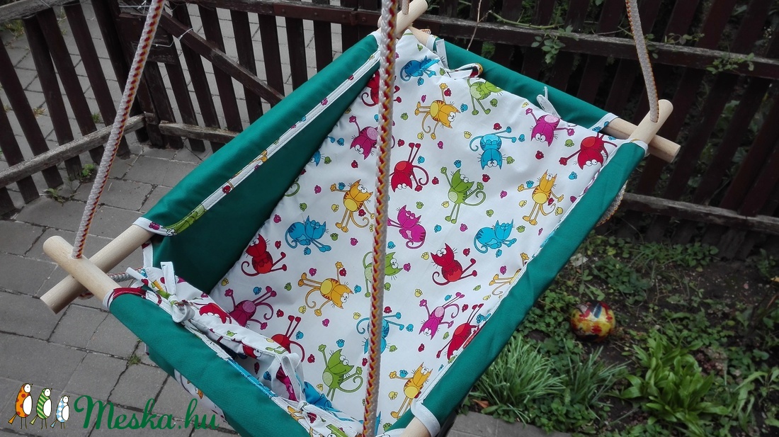 100 % pamut zöld-cicás hinta -  - Meska.hu