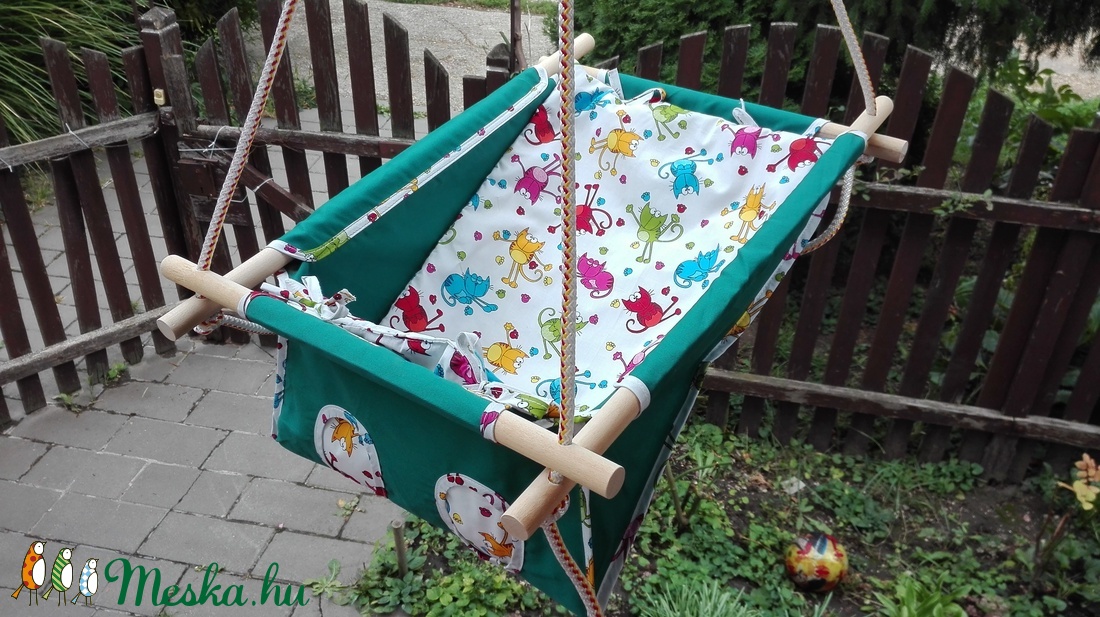 100 % pamut zöld-cicás hinta -  - Meska.hu