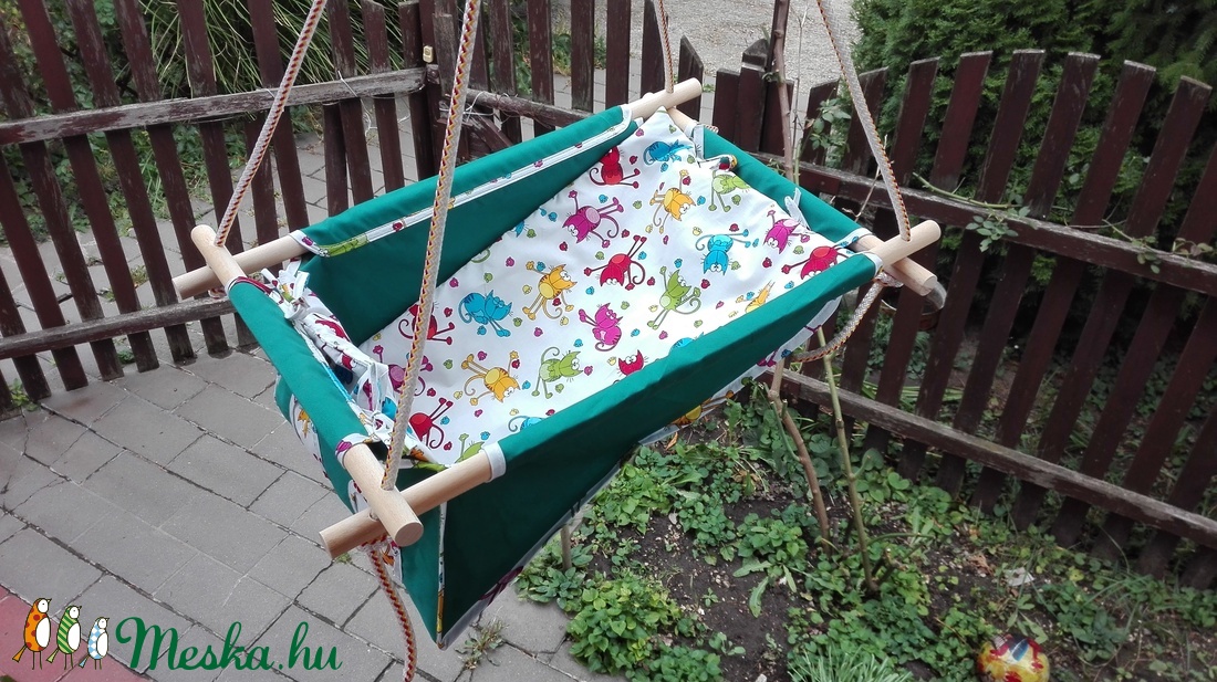 100 % pamut zöld-cicás hinta -  - Meska.hu