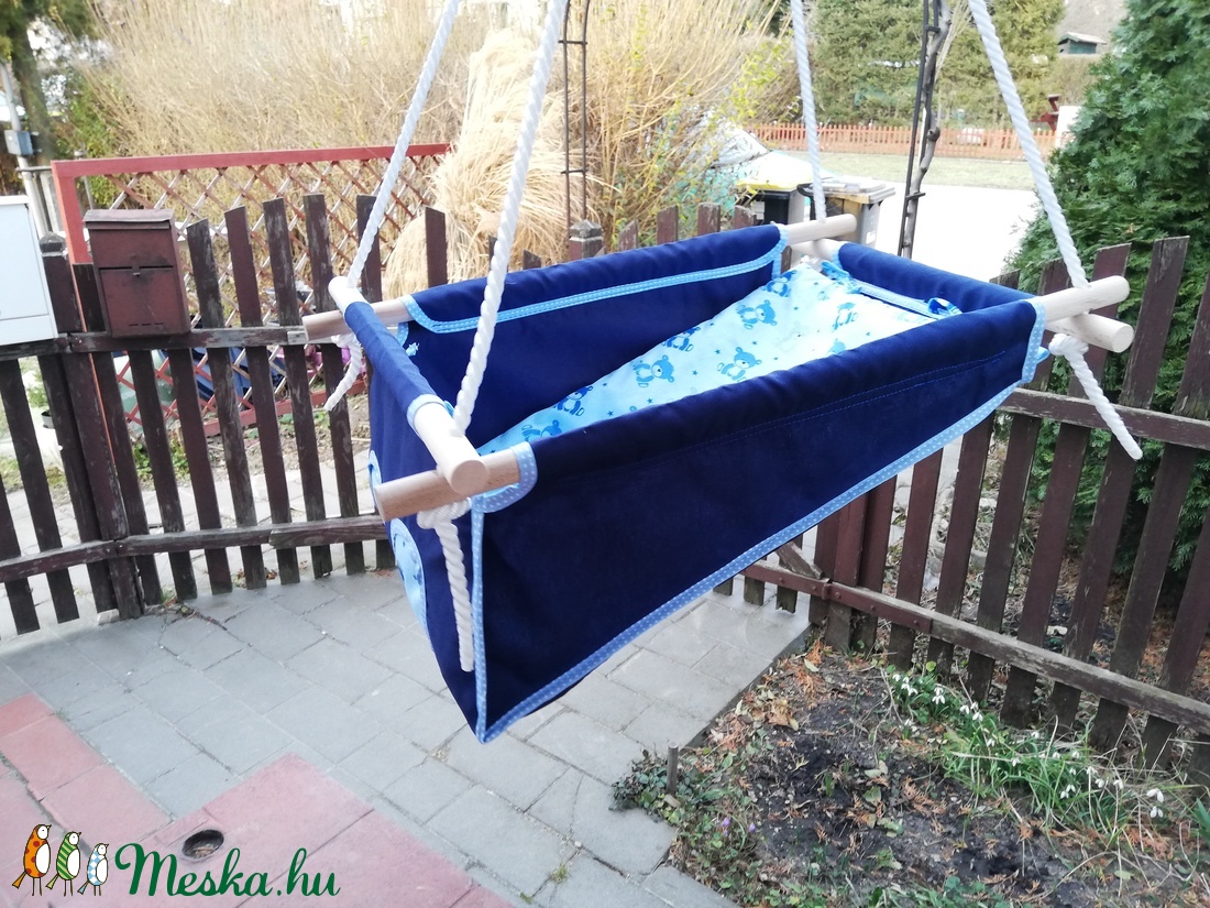 100% pamut kék macis hinta - játék & sport - hinta & kerti játék - Meska.hu
