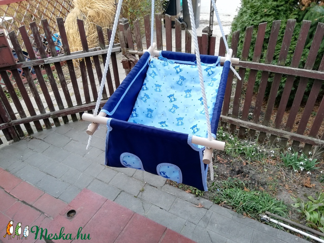 100% pamut kék macis hinta - játék & sport - hinta & kerti játék - Meska.hu