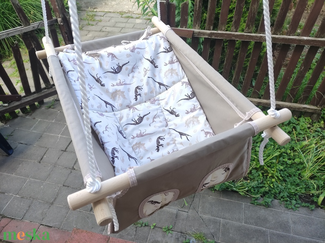 100% pamut drapp-dínós hinta - játék & sport - hinta & kerti játék - Meska.hu