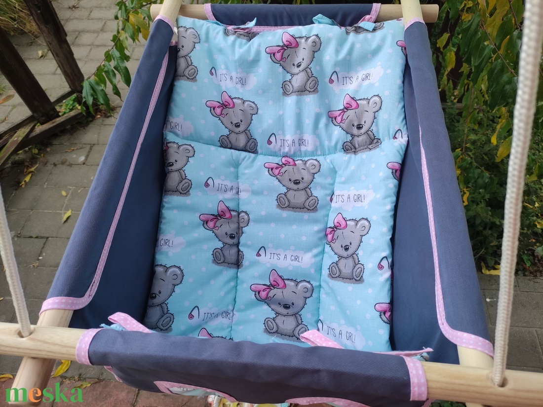 100 % pamut szürke-türkiz macis hinta kislányoknak - játék & sport - hinta & kerti játék - Meska.hu