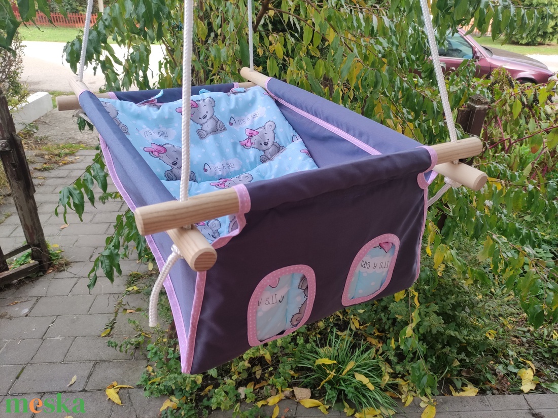 100 % pamut szürke-türkiz macis hinta kislányoknak - játék & sport - hinta & kerti játék - Meska.hu