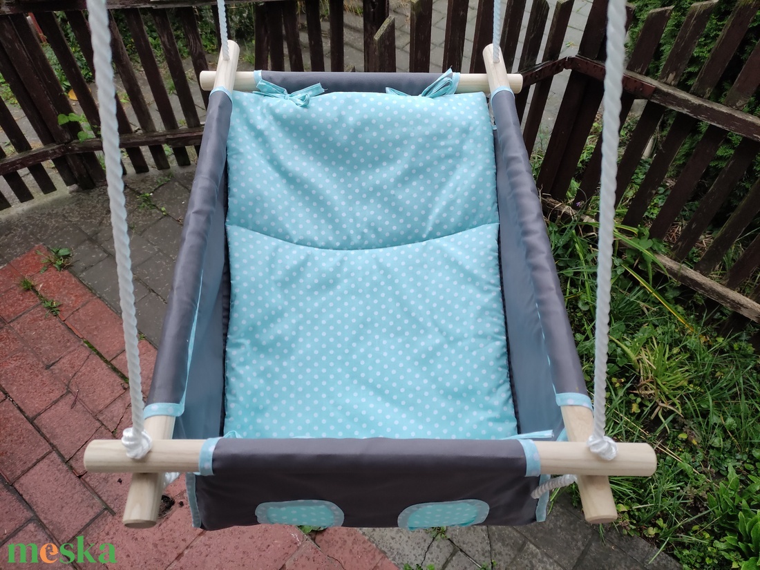 100% pamut szurke-türkiz pöttyös hinta - játék & sport - hinta & kerti játék - Meska.hu