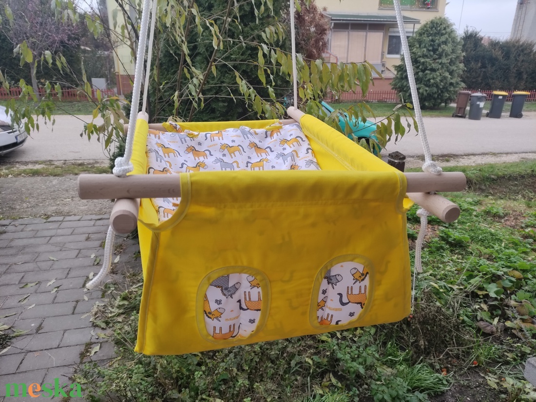 100 % pamut citromsárga-unikornisos hinta  - játék & sport - hinta & kerti játék - Meska.hu