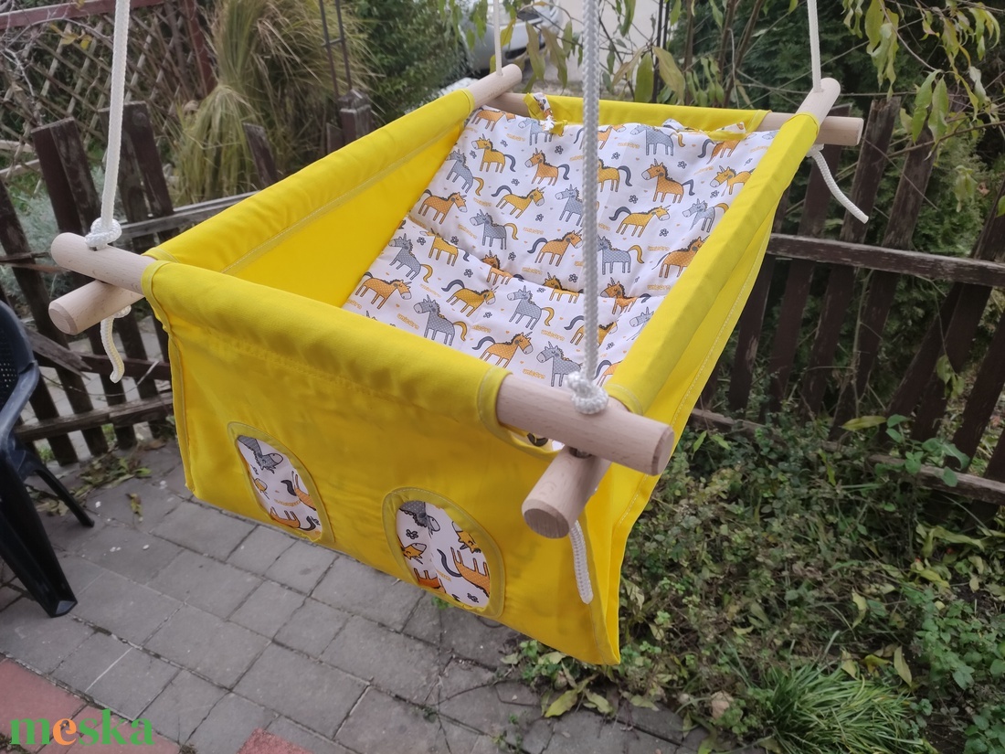 100 % pamut citromsárga-unikornisos hinta  - játék & sport - hinta & kerti játék - Meska.hu