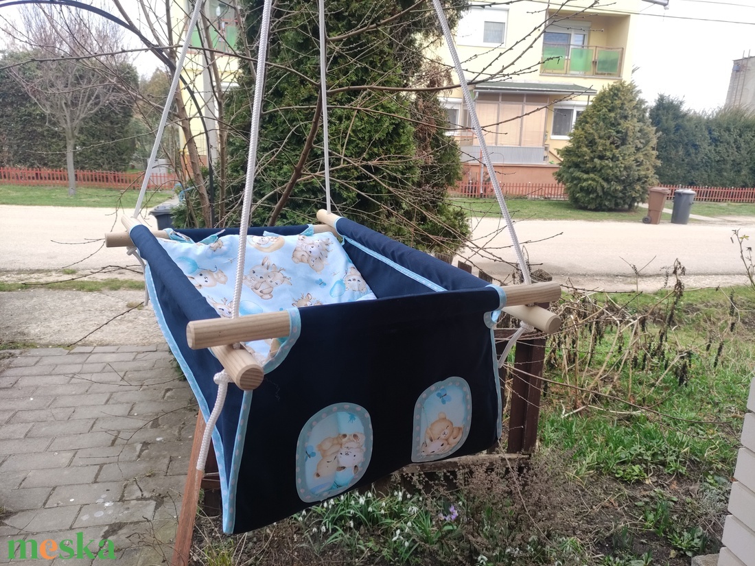 100 % pamut sötétkék-kék erdei hinta kislányoknak - játék & sport - hinta & kerti játék - Meska.hu