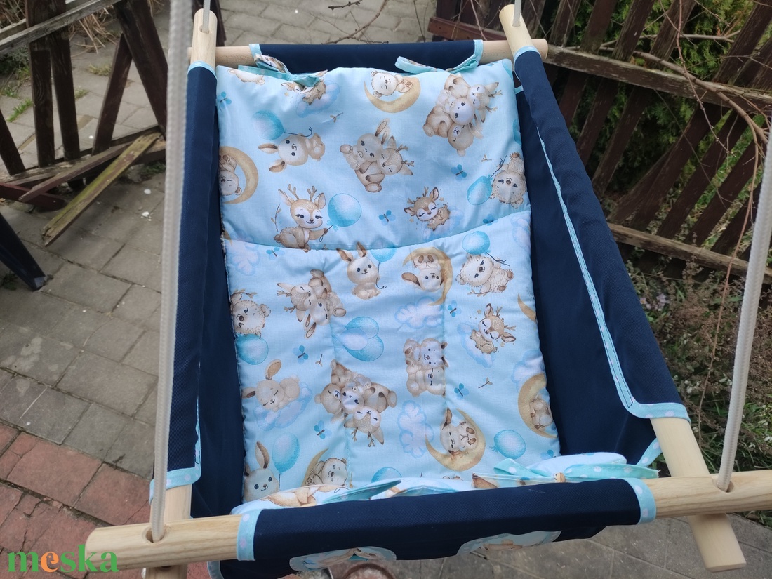 100 % pamut sötétkék-kék erdei hinta kislányoknak - játék & sport - hinta & kerti játék - Meska.hu
