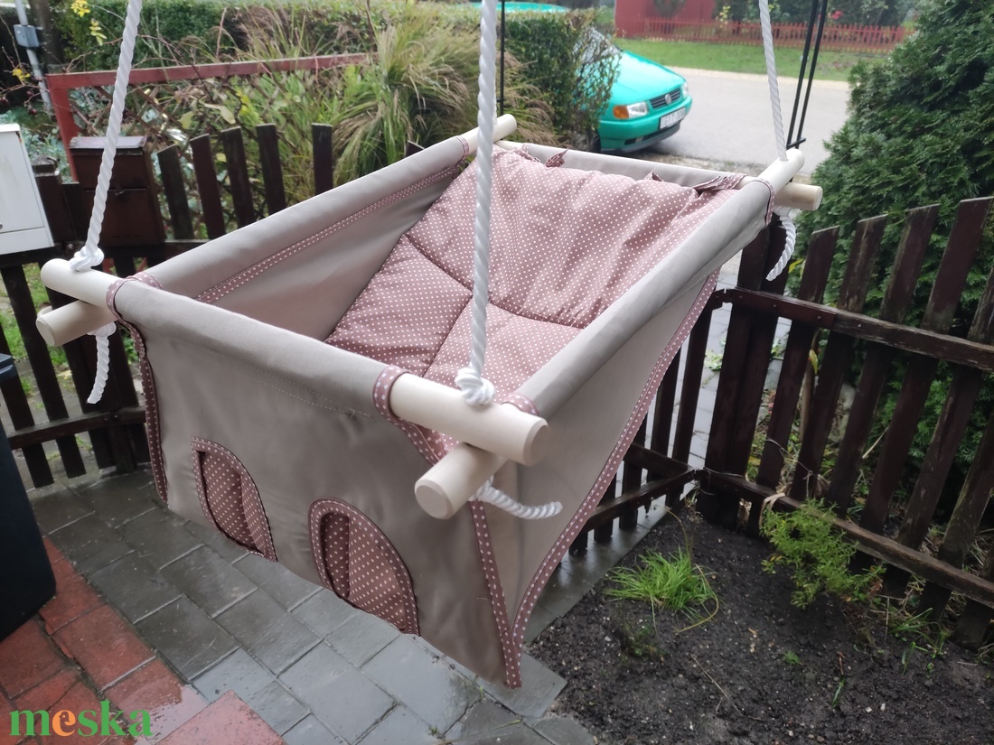 100 % pamut drapp-tejeskávé pöttyös hinta kislányoknak - játék & sport - hinta & kerti játék - Meska.hu